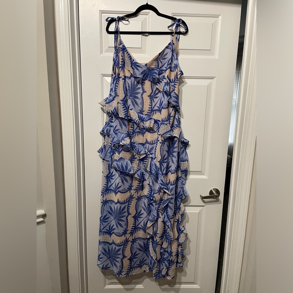 Never fully dressed blue palm faro maxi dress, size 24 (SOLD OUT)